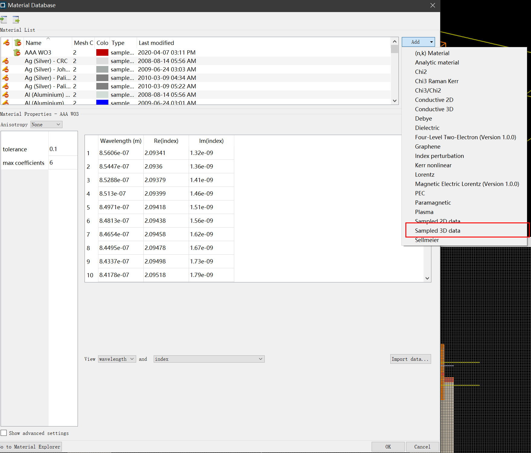 利用FDTD的参数扫描分析薄膜中WO3层厚度对反射率影响的图3